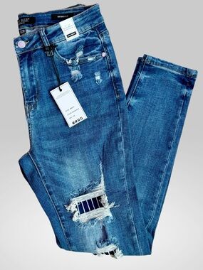 Judy Blue Pin Stripe Distressed Skinny Jeans 7/28